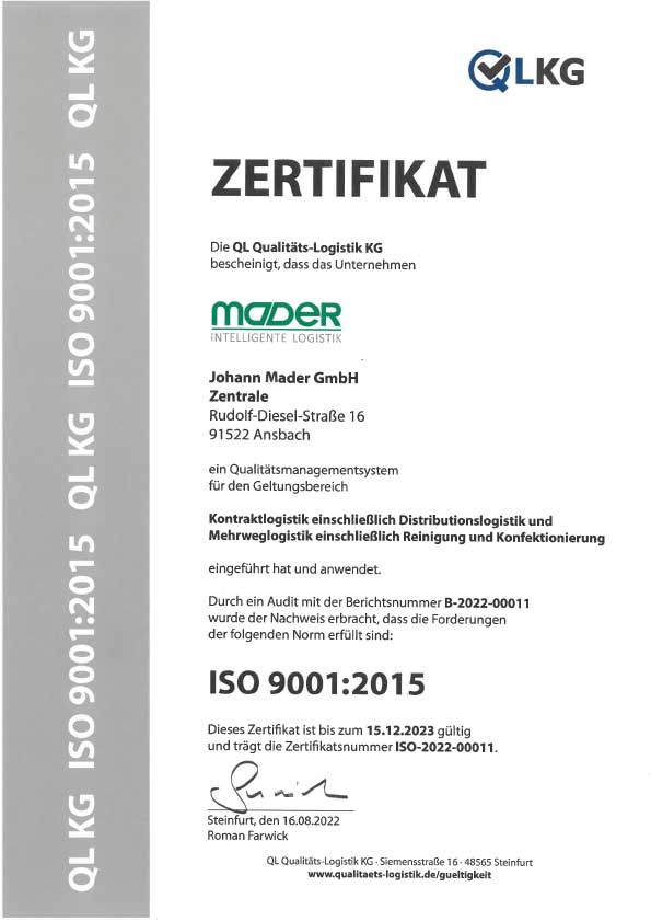 ISO 9001 2015 QL KG